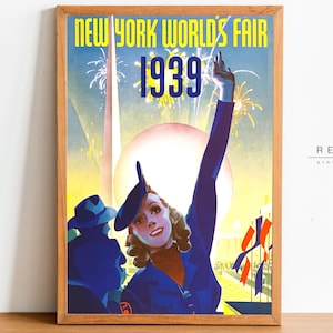 1939 Retro Poster New York World&#39;s Fair | Printable Wall Art | Vintage Travel Prints Digital Download | TP38