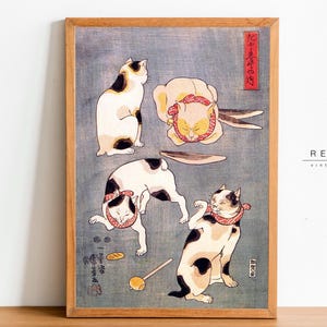 Japanese Wall Art Cats | PRINTABLE Art Ukiyo-e | Kuniyoshi Cats Woodblock Print | Cat Lover Gift | Japandi Decor | JP8