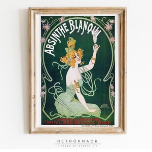 ABSINTH Poster | DRUCKBARE Wandkunst | Französischer Jugendstil Print Getränkeanzeige | Bar Schild | Digitaler Download | VP19