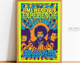 Jimi Hendrix Concert Poster | Printable Wall Art | Rare Psychedelic Art 60s Rock | Black History | Music Poster | VP21