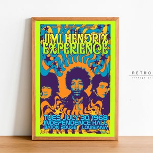 Jimi Hendrix Concert Poster | Printable Wall Art | Rare Psychedelic Art 60s Rock | Black History | Music Poster | VP21