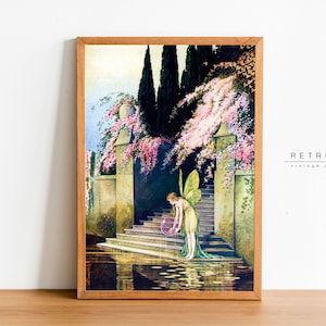 FAIRY & Pink Foam Bubble | Printable Wall Art | Nursery Decor | Ida Rentoul Outhwaite Fairy Tale Print Digital | FY8