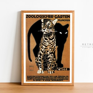 PANTHER 印刷可能なウォールアート | ZOO ビンテージポスター | ドイツのアバンギャルドな装飾 | デジタルダウンロード | VP76
