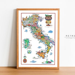 Carte des vins d'Italie vintage art mural imprimable | Cadeaux de vin | impression de vin pour la décoration de salle à manger de cuisine | affiche de boisson | EP16