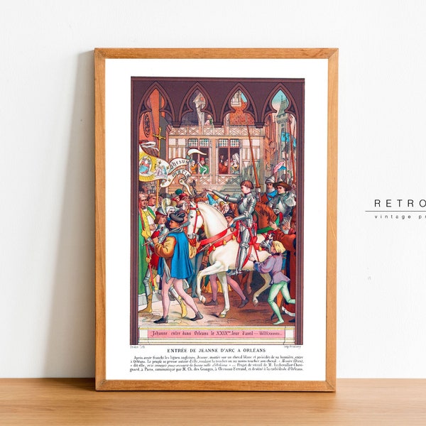 Joan Of Arc Digital Print | Printable Wall Art | Larousse Poster Rare JEANNE D'ARC Portrait  | EP5