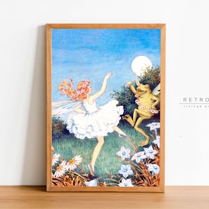 FAIRY & Frog | Printable Wall Art | Ida Rentoul Outhwaite&#39;s Fairies Art Print Digital | Woodland Nursery Decor | FY12