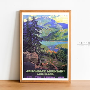 Cartel del Parque ADIRONDACK / Arte de pared imprimible / Impresión de Nueva York, Montañas / Cartel del Parque Nacional / Impresiones de la naturaleza / TP18