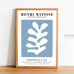 MATISSE Print | Blue Printable Wall Art, Matisse Cutouts | Exhibition Poster Berggruen Cie | Papiers Decoupes | VP78