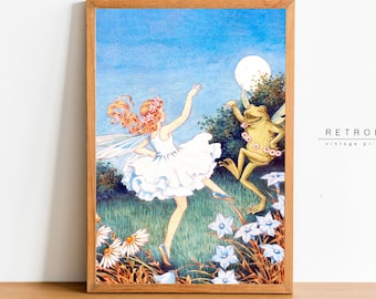 FAIRY & Frog | Printable Wall Art | Ida Rentoul Outhwaite's Fairies Art Print Digital | Woodland Nursery Decor | FY12