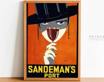 Drink POSTER, Port Wine | Printable Wall Art Retro | Alcohol Posters | Art Deco Prints | Bar Decor | VP14