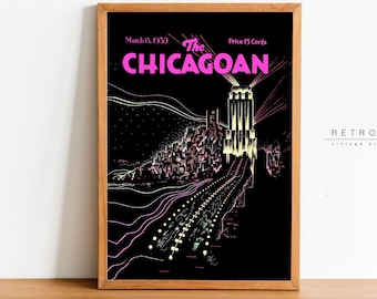 30s Chicago Print | Printable Wall Art Rare Chicago Retro Poster | Digital Art Deco Magazine Cover | VP62