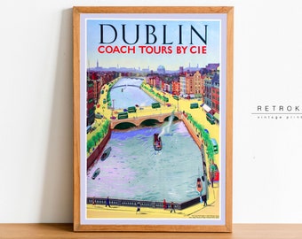 Ireland, Dublin Poster | Mid Century Modern Wall Art Printable | Travel Poster | TP12