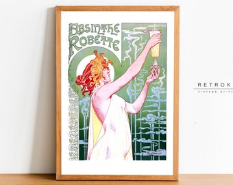 ABSINTHE POSTER Sorcerer | PRINTABLE Wall Art | French Art Nouveau Print Digital | Drink Sign | Bar Decor VP69