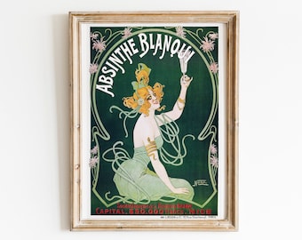 ABSINTHE Poster | PRINTABLE Wall Art | French Art Nouveau Print Drink Ad | Bar Sign | Digital Download | VP19