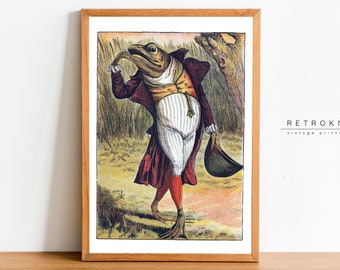 Elegant Frog Victorian Art Print | Printable Wall Art | Antique Etching Anthropomorphic | VP58