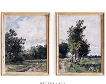 Landscape Painting, Wall Gallery Prints SET Of 2 Watercolor Prints | Printable Wall Art | Countryside Painting | PT24