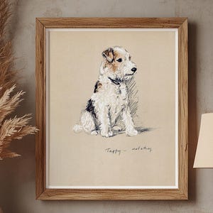 Wire Haired Fox Terrier Portrait | Dog Printable Wall Art | Lucy Dawson Art, Mac Dog Art Print Pastel Painting | AK14