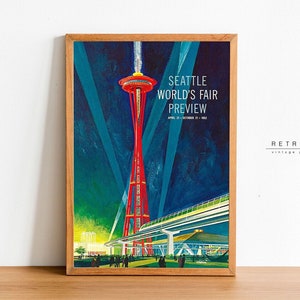 SEATTLE Arte / Cartel de la aguja espacial / Arte de pared imprimible / Vintage Retro 1960s Seattle World's Fair Print / VP32