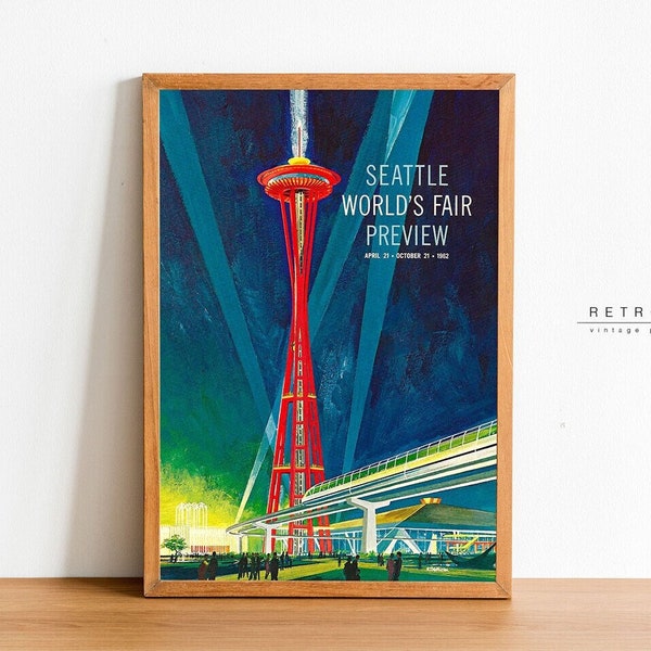 SEATTLE Art | Space Needle Poster | Printable Wall Art | Vintage Retro 1960s Seattle World's Fair Print | VP32