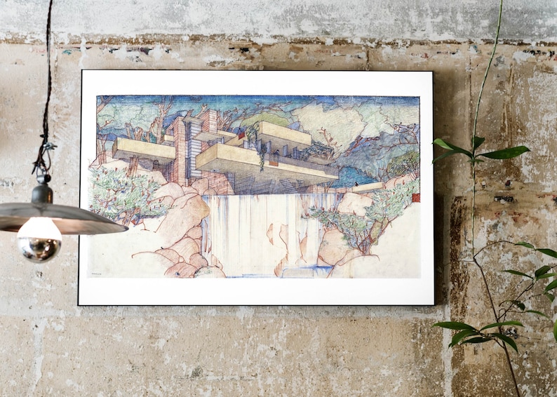 Frank Lloyd Wright Printable Wall Art Fallingwater House Sketch ...