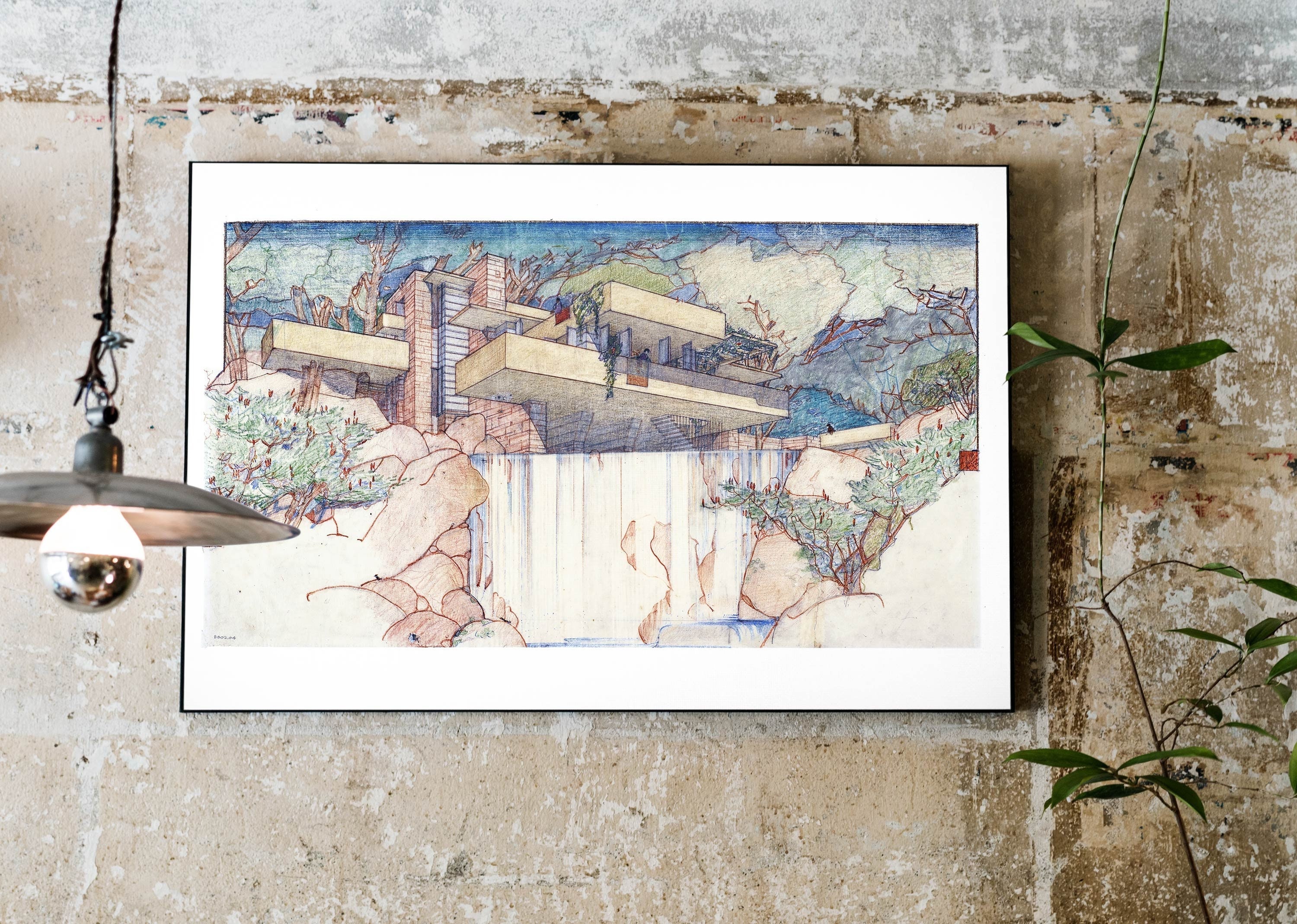 フランク・ロイド・ライトの印刷可能な壁アート | 落水荘の