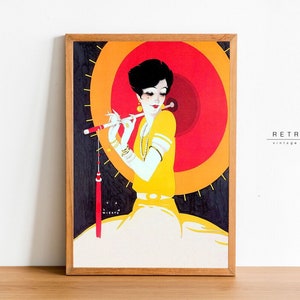 Art Deco FLAPPER With Parasol | Printable Wall Art | RETRO Poster | 20s Art Print Rare Digital Download | VP40