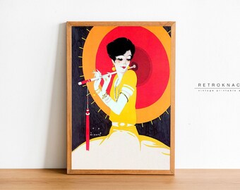 Art Deco FLAPPER With Parasol | Printable Wall Art | RETRO Poster | 20s Art Print Rare Digital Download | VP40