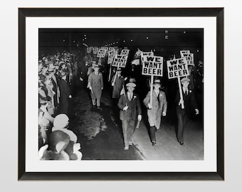 We Want Beer, PROHIBITION WALL ART | Printable Photo, Prohibition Protest March | Beer Poster | Kitchen, Dining, Pub, Bar Decor |  PH4