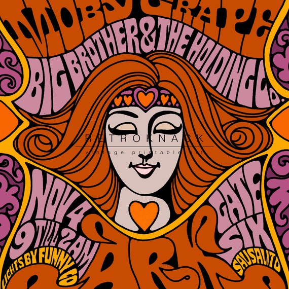 Rock Art Print | Printable Wall Art | 60s Psychedelic Poster Big