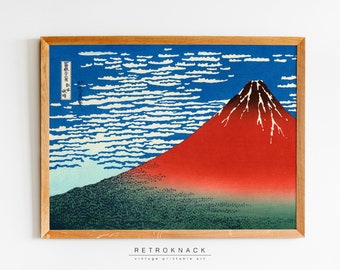 Mount Fuji Print | Hokusai Print, Red Fuji | Printable Wall Art | Japanese Art, Woodblock Print | JP4