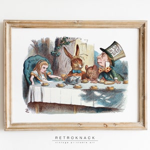 Mad Hatter Tea Party Printable Wall Art | Alice in Wonderland Decor | Iconic, Classic Tenniel Drawings | VP71