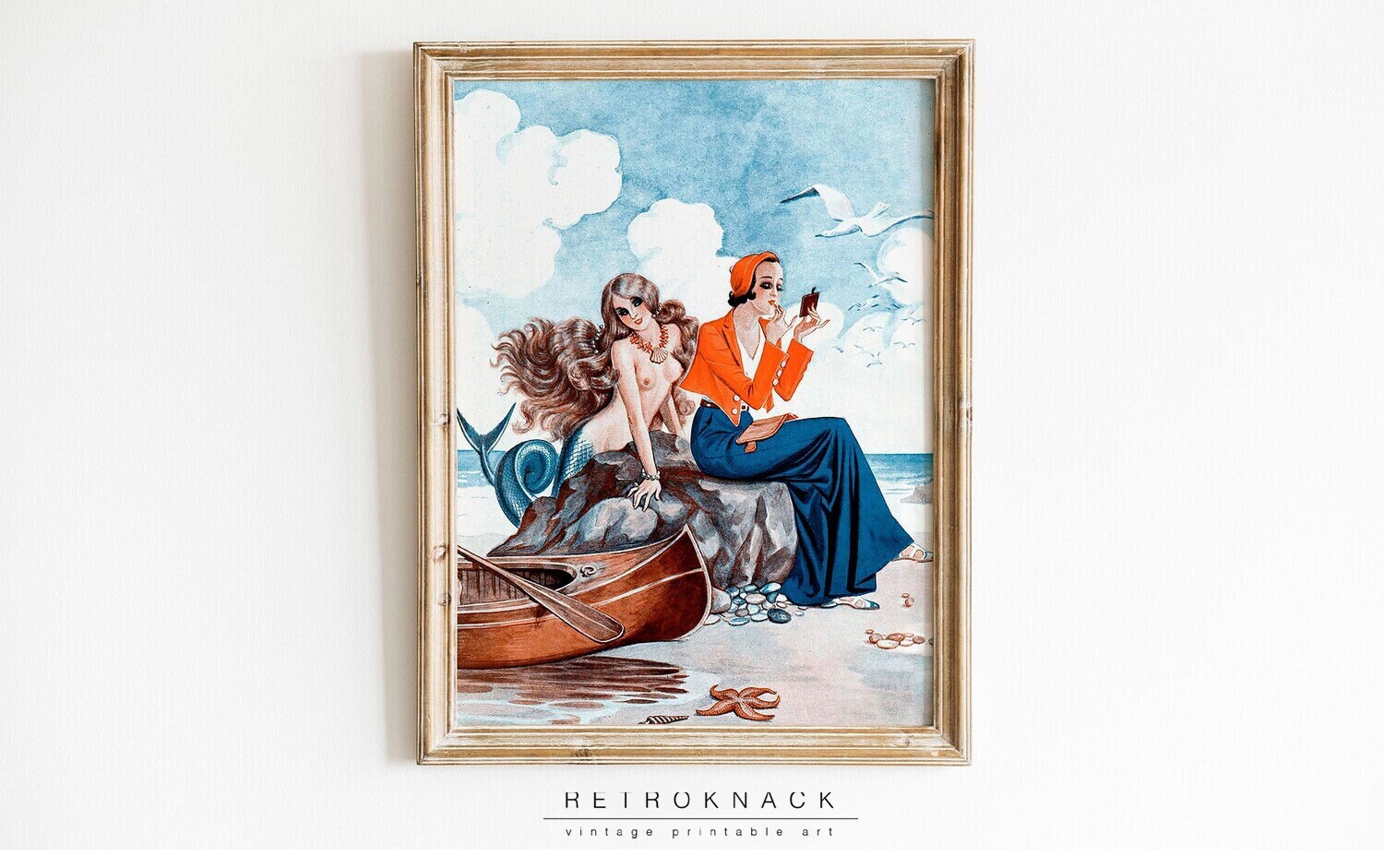 1925 La Vie Parisienne Fisherman And Mermaid France Travel Advertisement Poster (Reproduction)
