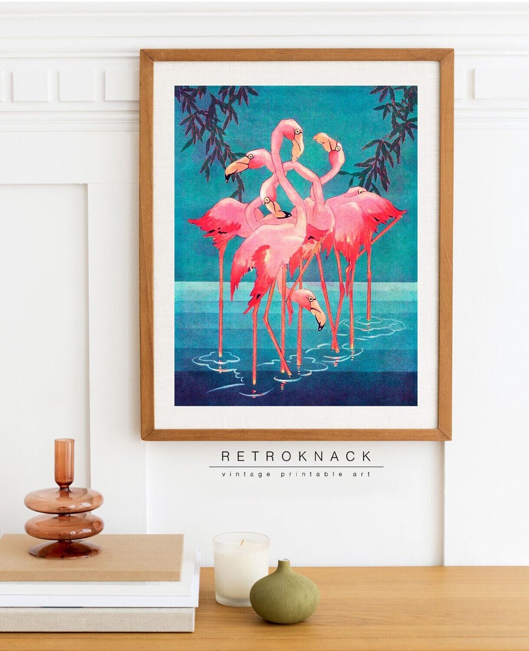 FLAMINGOS Printable Wall Art | Flamingo Decor Vintage | Art Deco ...