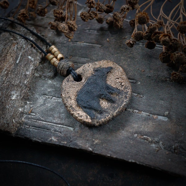 Collier ours lune - Collier animal spirituel - Collier bohème - Collier animal mythique