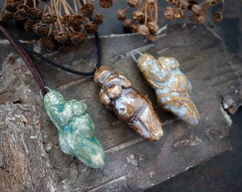 Stone age goddess pendant, feminine necklace, mother earth necklace, primitive female figurine, venus amulet, ancestress necklace