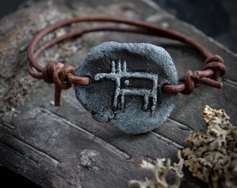 Moose bracelet, rock art bracelet, rustic bracelet, unisex bracelet, shaman bracelet, stone age bracelet, history inspired jewelry