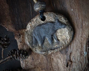 Moon Bear Necklace: Mythical Animal Pendant, Bohemian Spirit Animal