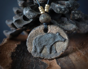 Moon Bear Necklace: Mythical Animal Pendant, Bohemian Spirit Animal