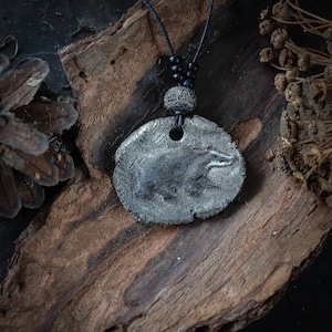 Badger necklace - ceramic animal pendant - bohemian animal necklace - spirit animal amulet