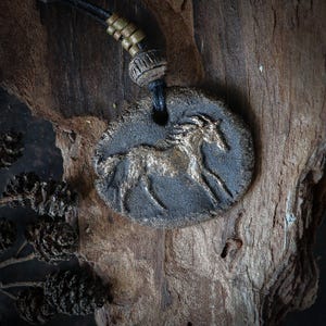 Golden Horse Ceramic Necklace: Spirit Animal Amulet