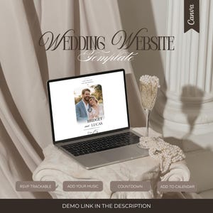 Plantilla de sitio web para bodas, invitación de boda animada, invitación de boda de Canva, sitio web interactivo para confirmar asistencia a bodas