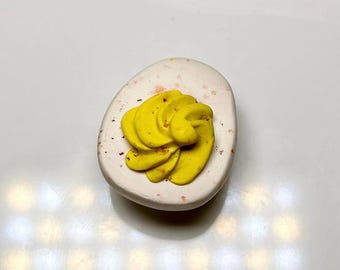 Deviled Egg Magnet – Handmade Polymer Clay Fridge Magnet – Mini Food Kitchen Decor Gift