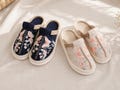 Floral Embroidered Mules Canvas Wedge Slippers Boho Platform Slides Cottagecore Shoes Closed Toe Sandals Ethnic Slip Ons Women Summer Gift product logo