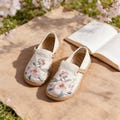 Embroidered Lotus Canvas Espadrilles for Women, Retro Ethnic Style Slip-On Shoes for Spring Summer Autumn product logo