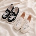 Floral Embroidered Satin Flats Hanfu Shoes Cottagecore Loafers Slip On Soft Sole Breathable Boho Women Footwear Mori Girl Casual Spring product logo