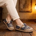 Embroidered Tree & Bird Linen Flats, Casual Round Toe Slip-On Shoes with TPR Sole for Summer product logo