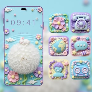 Iconenpakket Candy Wonderland-app | 275+ pastelkleurige iOS- en Android-pictogrammen met bijpassende achtergronden