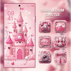 Bubblegum Castle Icons Pack iOS & Android | 245+ Pink App Icons   Kawaii Fairycore Setup + Wallpapers