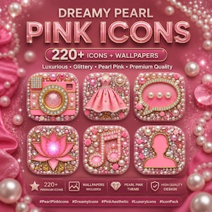 Dreamy Pearl Pink Icons | 220+ iOS & Android App Icons + Matching Wallpapers