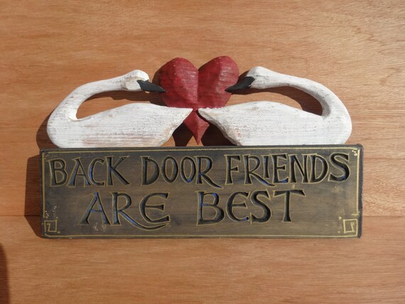 Back Door Friends Sign Dark Blue Etsy